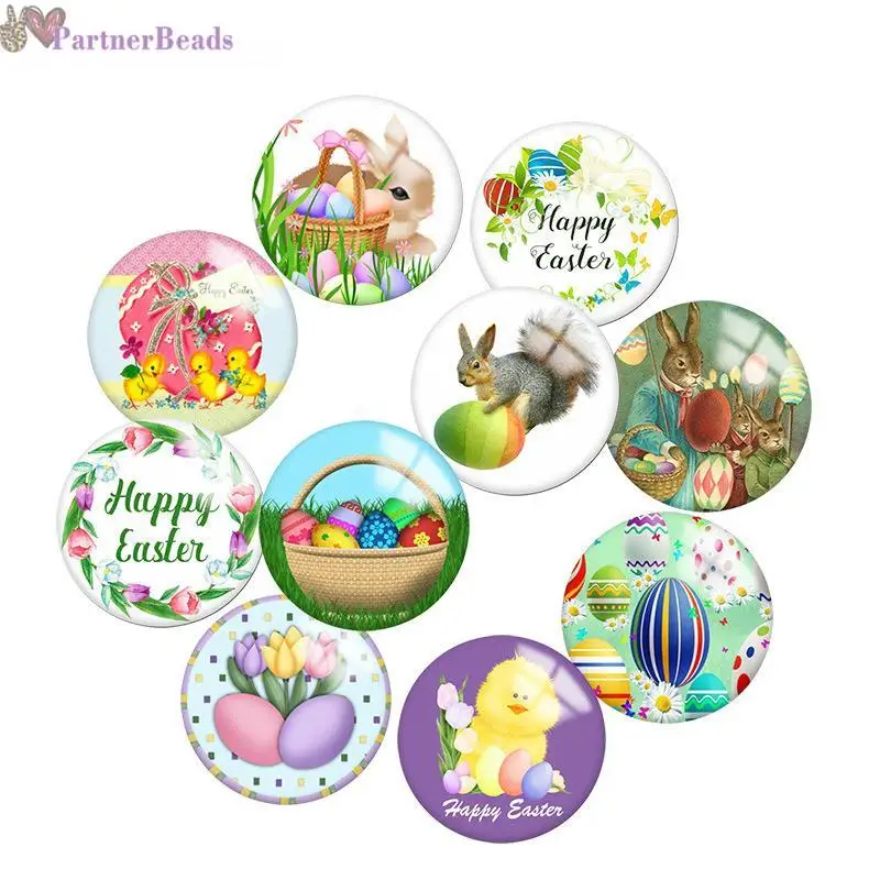 

happy easter Round Photo Glass Cabochon Demo Flat Back Making Findings 20mm Snap Button N3071