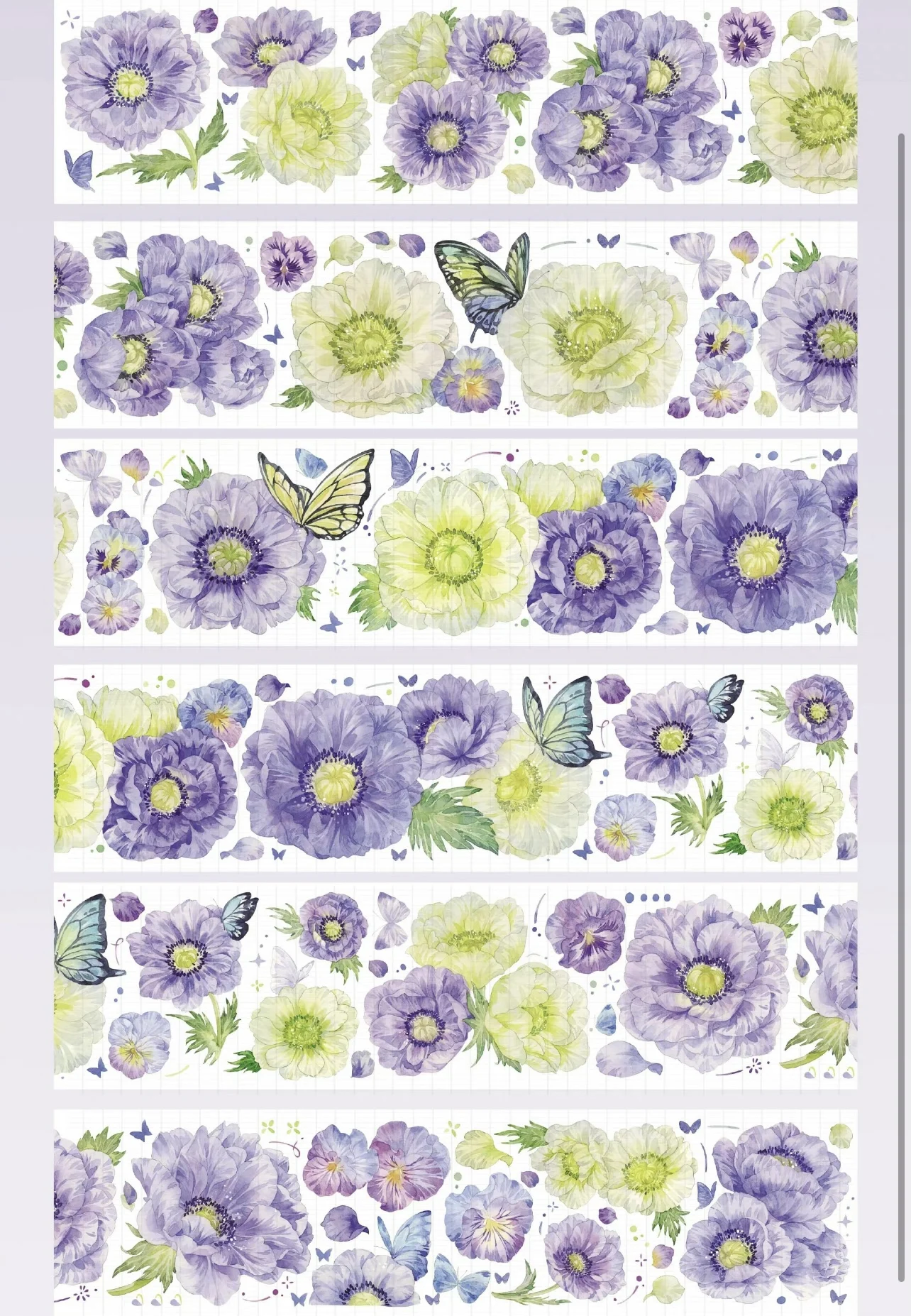 

5 Meter Purple Blue Yellow Flower Shiny Floral Rainbow PET Tape Journaling Material