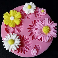 3d sunflower flower petals embossed silicone mold relief fondant cake decor tool baking accessories