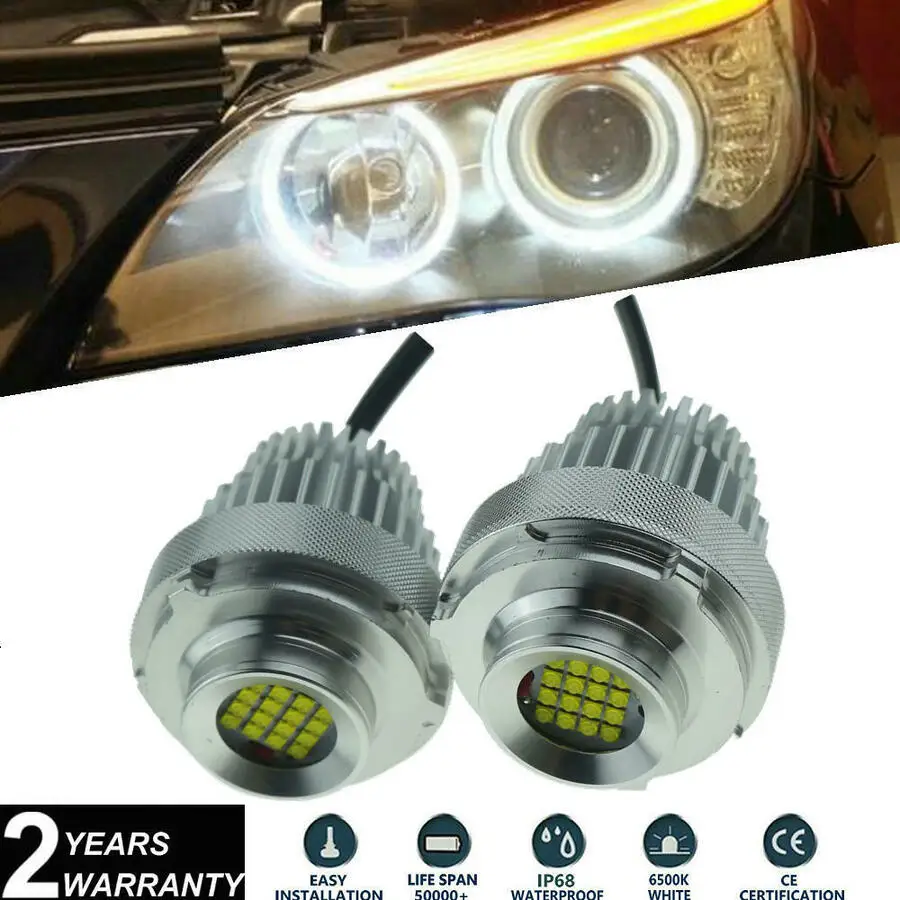 

2x LED Angel Eyes 80W Halo Rings Headlight Bulbs For BMW E60 E61 LCI 2007-2010