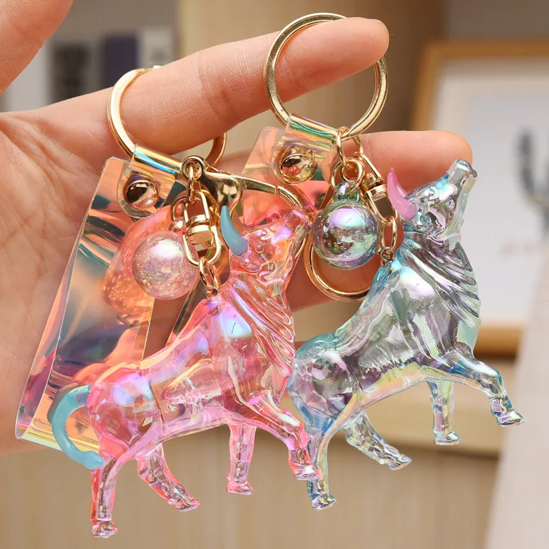 

Magic Color Keychain Cow Keychains Women Cartoon Creative Acrylic Bag Pendant Couple Fashion Jewelry Accessories