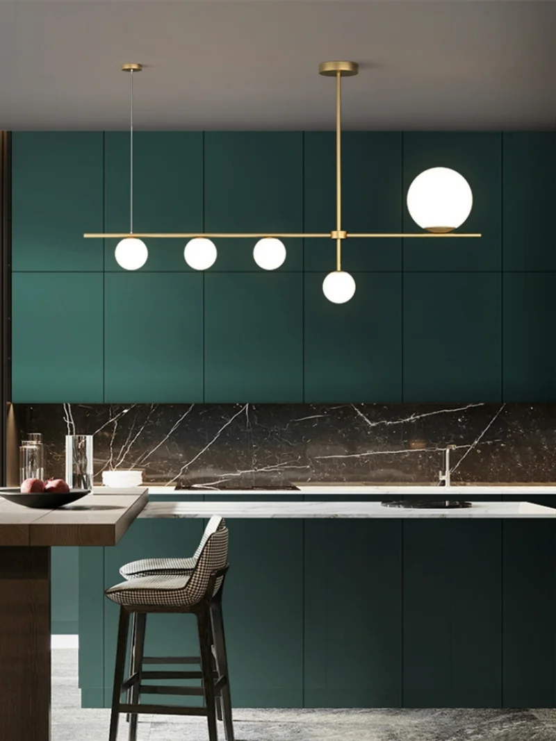 

Chandeliers Lights Nordic LED Luxury Brass lighting Dining room Glass luminaire Kitchen island Hanging lights Copper fixtures
