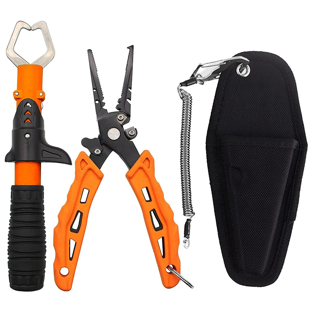 

Fishing Pliers,Fish Lip Gripper,Fishing Pliers Hook Remover for Saltwater&Freshwater,Fishing Tool Set,Orange