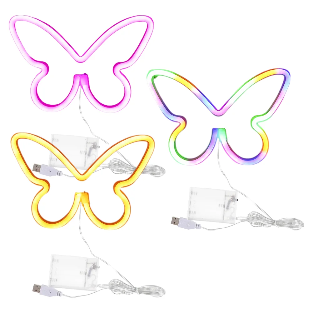 

3pcs Butterfly Neon Lamps Dual Use Neon Signs Butterfly LED Light Wall Decoration