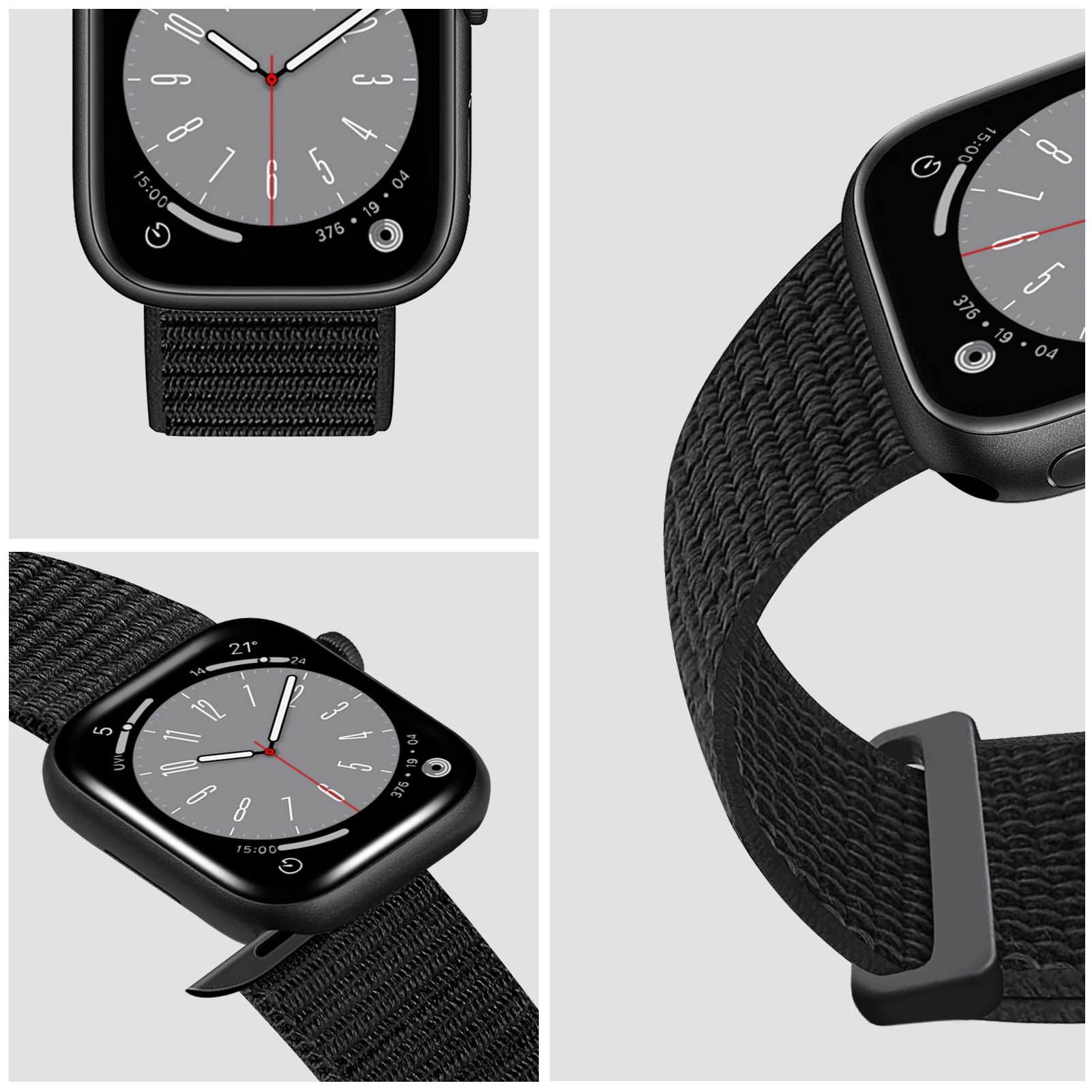 Ремешок нейлоновый для часов браслет iWatch Series 7 8 3 6 Se 9 Ultra 2 45 мм 44 49 40 41 42 38