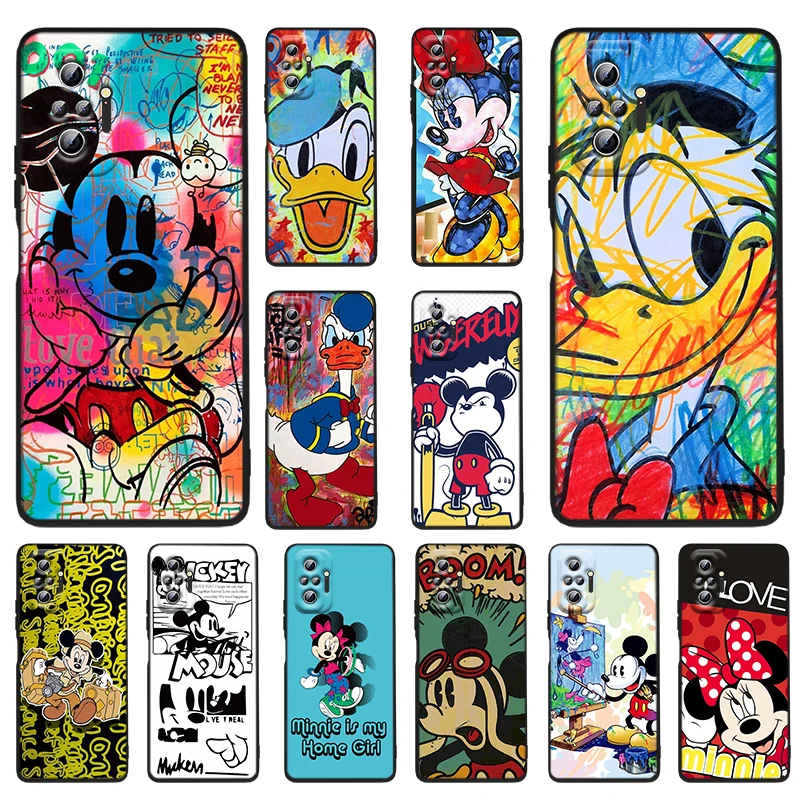

Mickey Mouse Boy Cool Black Phone Case For Xiaomi Redmi Note 11 10 11T 10S 9 9S 8 7 Pro Max 5G Soft Silicone Coque Fundas Cover