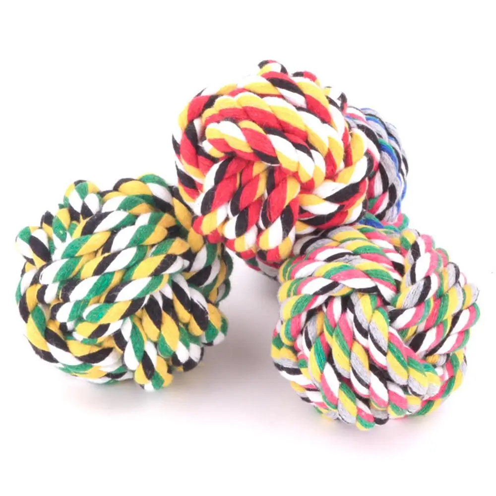 

Dog Chew Cotton Rope Ball Pet Cleaning Teeth Biting Toy Puppy Molar Colorful Braided Balls Pets Oral Care Teething Toys