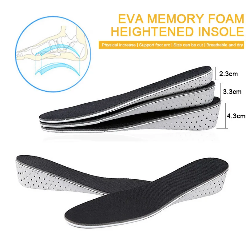 

Insoles Memory Cotton Full or Half Shoe Insole Heighten Heel Unisex Women Men 2.3~4.3cm Foot Pads Cushion Drop Ship