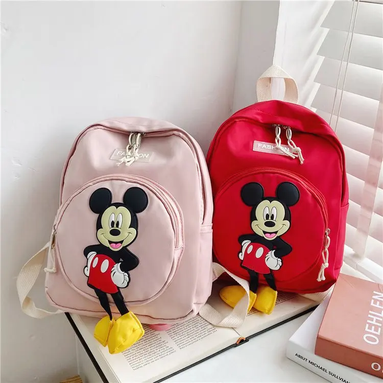 New Kindergarten Schoolbag Cute Cartoon Mickey Mouse Backpack Boy and Girls Children Kawaii Backpack Girl Travel Snack Bags