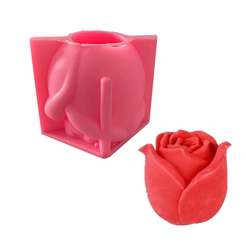 

3D Rose Candle Molds for Candle Making Handmade DIY Flower Soap Silicone Aroma Wax Candle Making Mould Pink Soap Mold