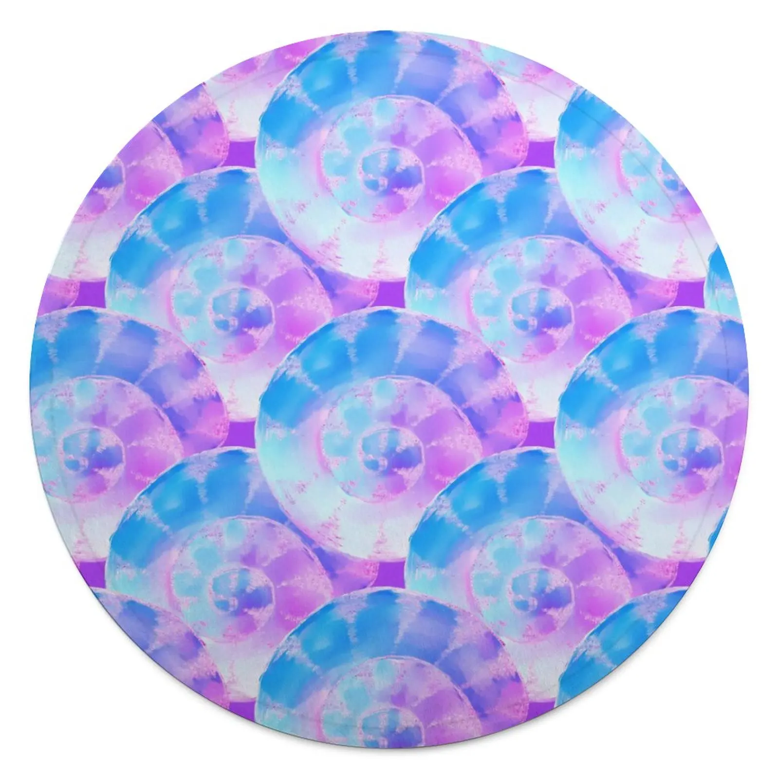

Purple And Blue Shells Round Flannel Blankets Animal Print Warm Throw Blanket for Bedroom Camping Funny Bedspread Sofa Bed Cover