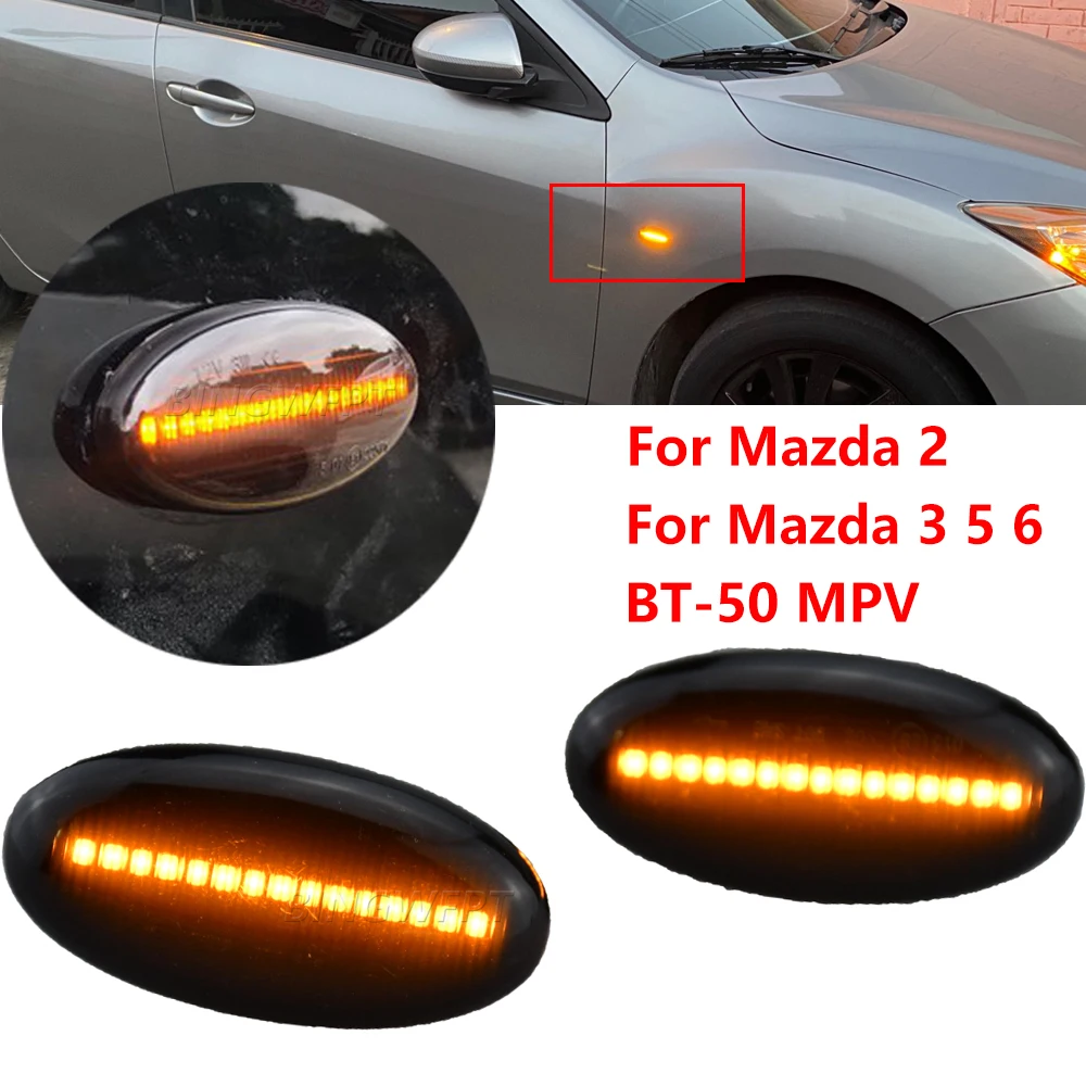 

High quality LED Side Indicator Repeater Turn Signal Blinker For Mazda 2 3 5 6 GG GY MPS BT-50 MPV Smoked Clear Dynamic Lights