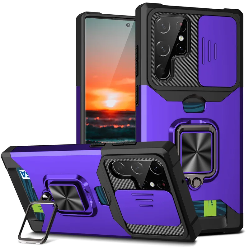 

For Samsung Galaxy S22 S21FE Note20 S23Ultra A12 A13 A14 A52 A53 A54 A24 A23 A33 A34 A22 A32 Heavy Duty Armor Wallet Card Cover