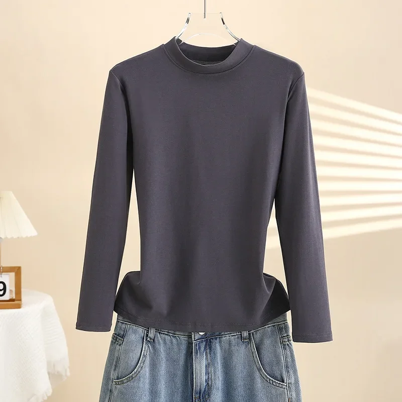 Женская футболка с высоким воротником до половины поло новинка 2024 утягивающая