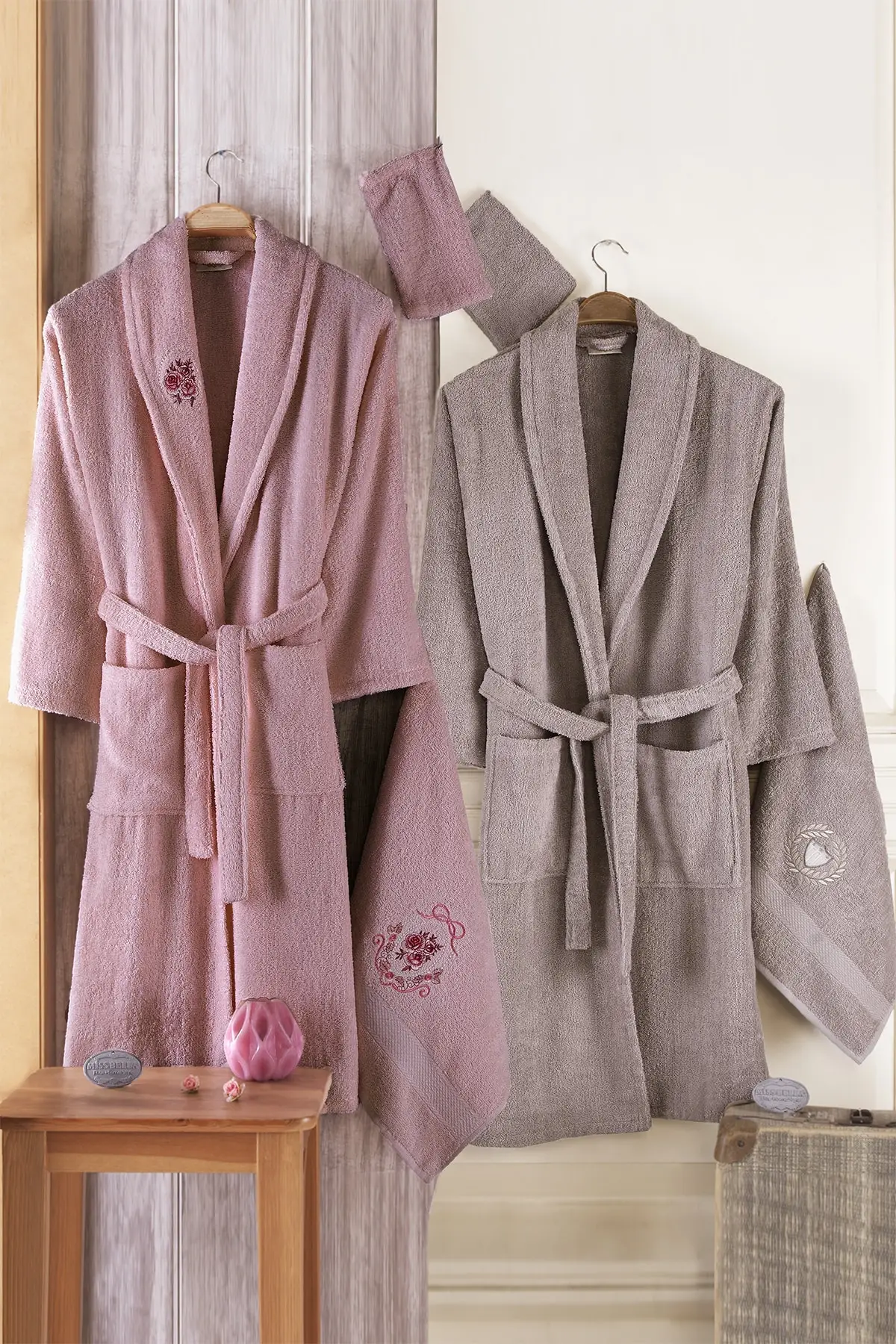 Cotton 8 Piece Family Bathrobe Set - Bath Towels, Hotel Bathrobes, Hand Towels, 100% Cotton, Bathroom Products