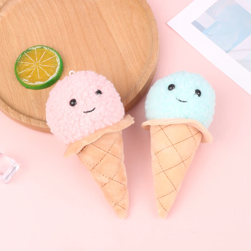 

Fashion Cute Ice Cream Plush Doll Toy Keychain Cone Pendant Ice Cream Women's Schoolbag Ornaments Children's Gifts