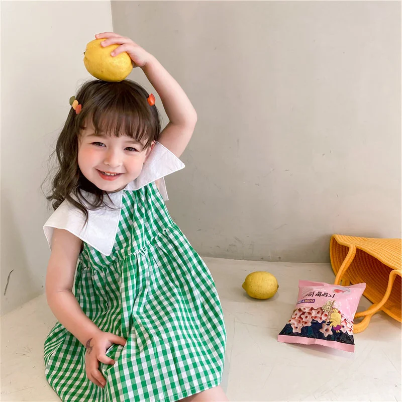 

Girl Dress Party Evening Gown Cotton 2022 Plaid Spring Autumn Flower Girl Dress Vestido Robe Fille Beach School Kids Baby Childr