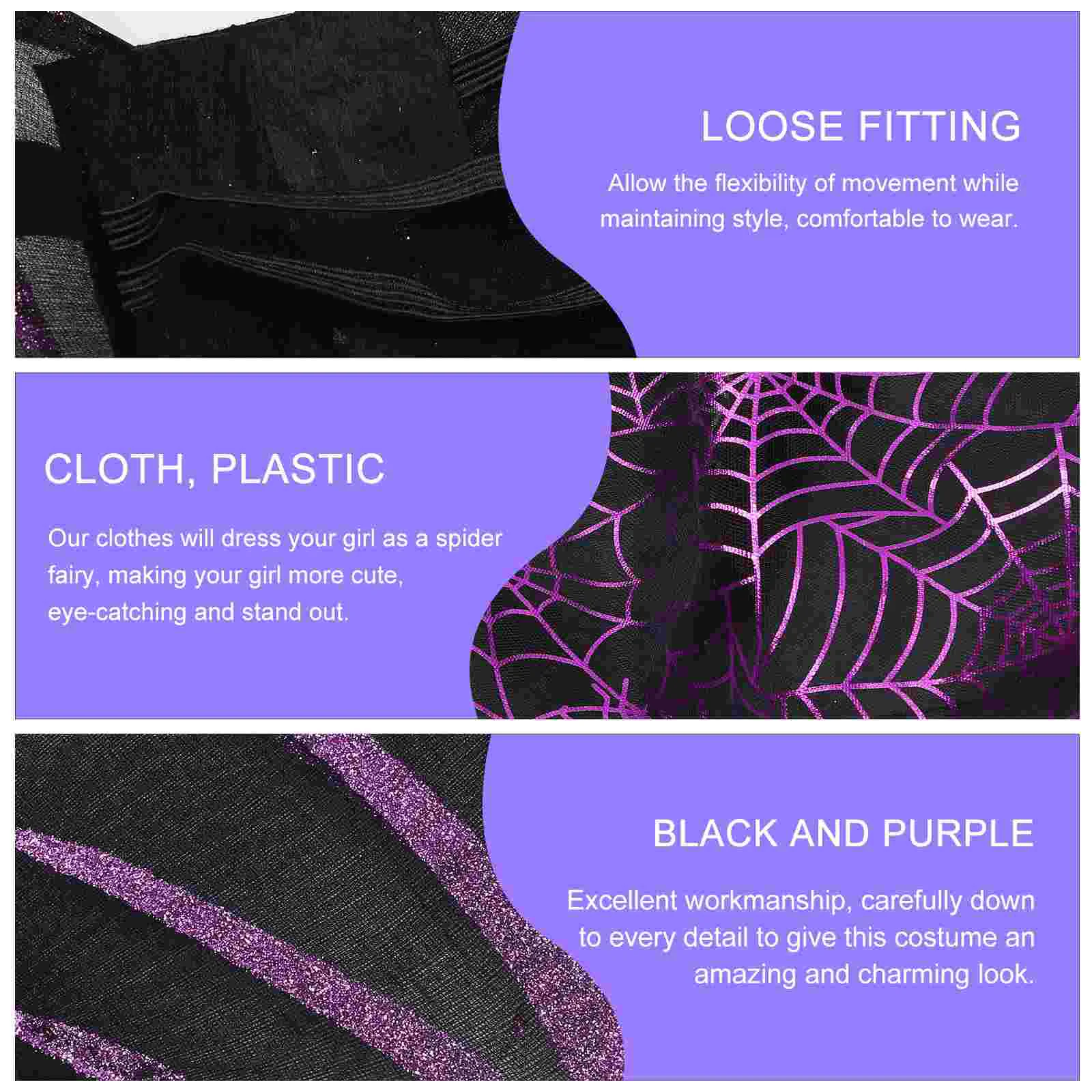 

1 Set Halloween Cosplay Spider Wing Skirt Headband Girls Dress Up Spider Costume Props