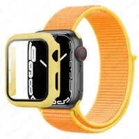 nylon loop strap for apple watch series 40mm 44mm correa 38mm 42mm sport glasscasebracelet iwatch 7 6 se 5 4 3 band 45mm 41mm