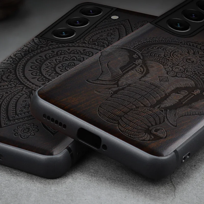 Elewood For Samsung Galaxy S22 Ultra Plus Wood Case Carved Wooden Cover Shell Thin Accessories Original Luxury Cases |