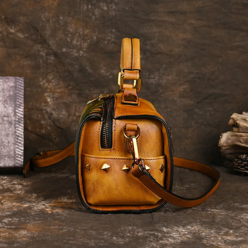 MOTAORA Vintage Women Luxury Leather Handbag For Female Bag Luxury Designer Hand Drawn Cartoon Pattern Ladies Shoulder Bags 2023