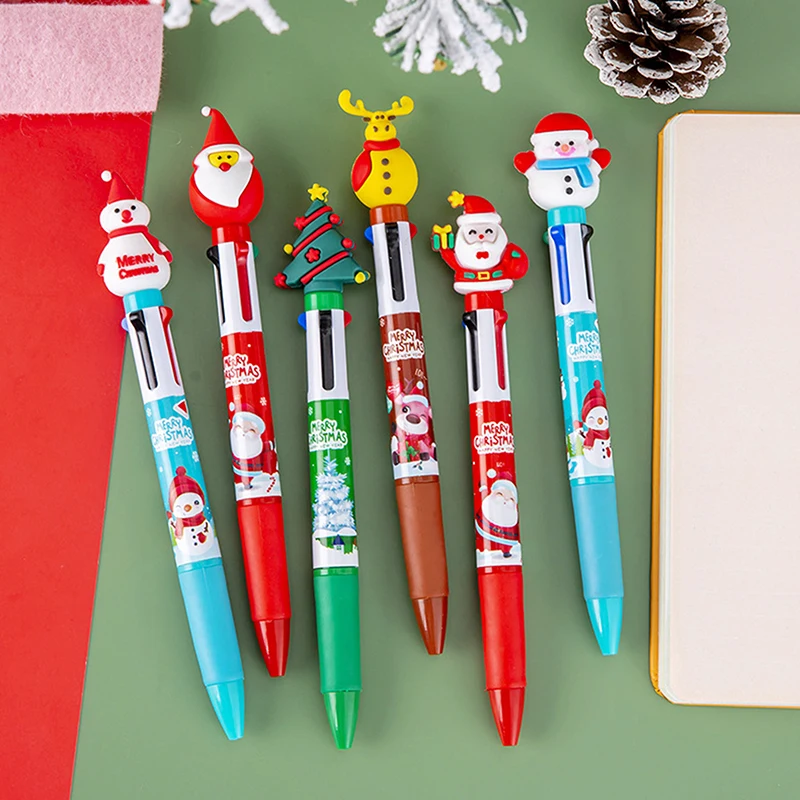 4 цвета милая рождественская шариковая ручка кавайные гелевые ручки с рисунком