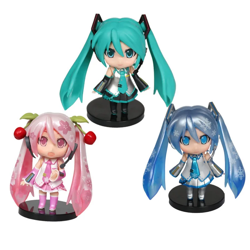 

Фигурка героя Hatsune Miku Q, фигурка с подвижными суставами, 3 упаковки, Vocaloid 10 см, коллекция, украшение для торта, милый подарок для детей