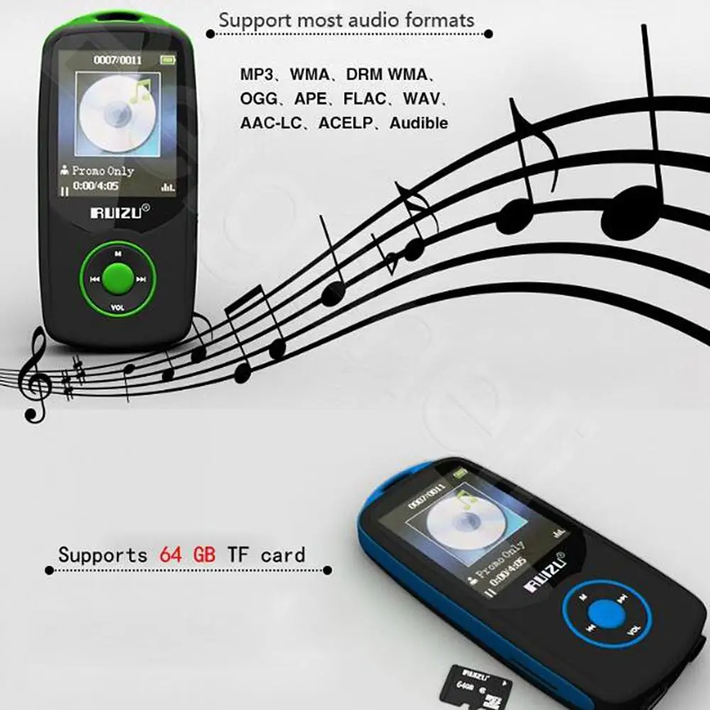 Портативный MP3 музыкальный мини-плеер с Bluetooth 4 ГБ/8 ГБ FM Запись электронная книга