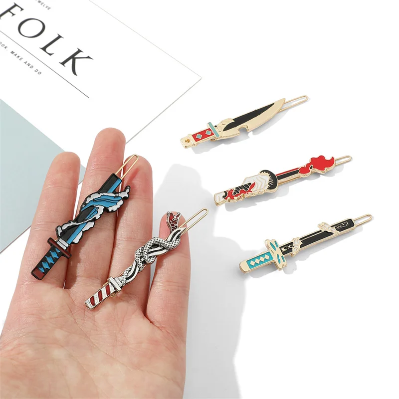 Металлические заколки для волос в стиле аниме