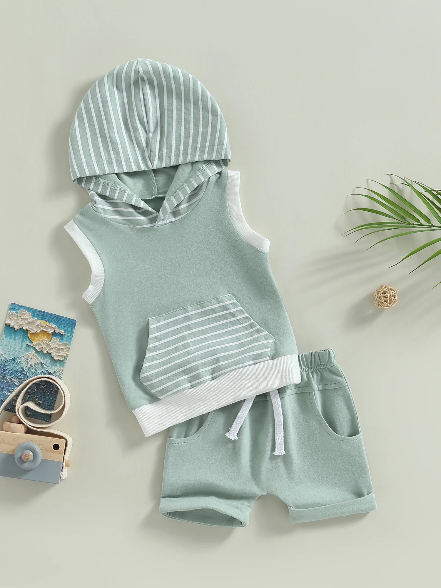 

Милый и удобный летний комплект одежды для маленьких мальчиков, стильные хлопковые костюмы для малышей с капюшоном, майки и шорты