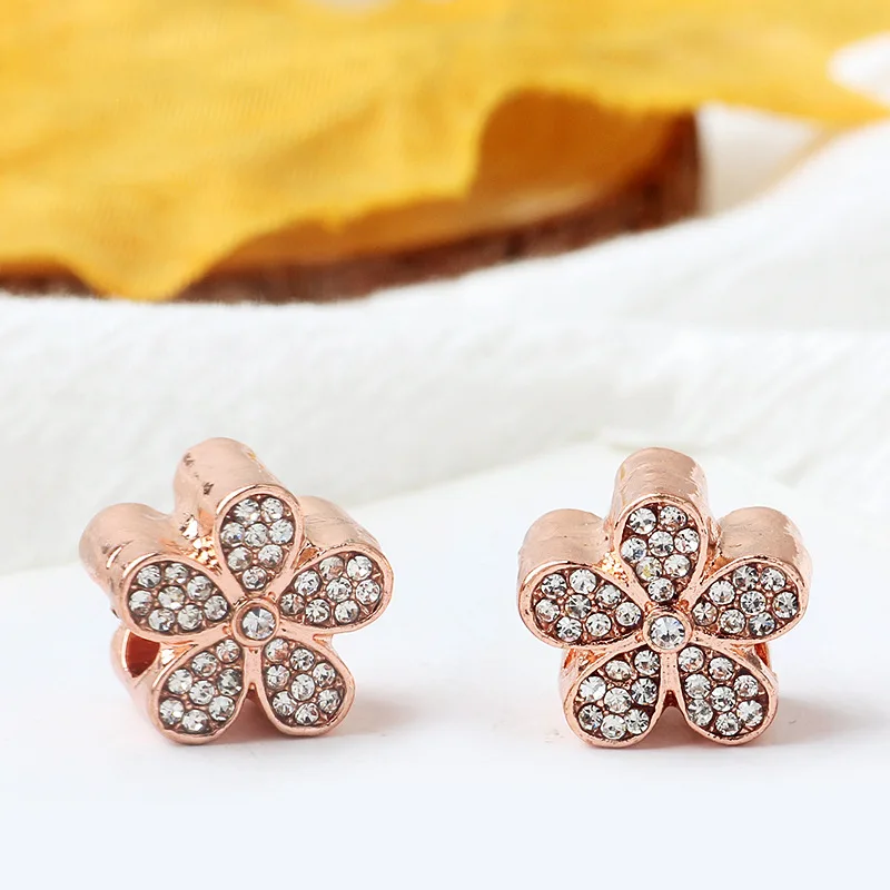 2021 Rose Gold Flower Leaf Crown Heart Coffee Dangle Pendant Beads Fit Original Pandora Charms Bracelet DIY Women Jewelry Gifts | Украшения