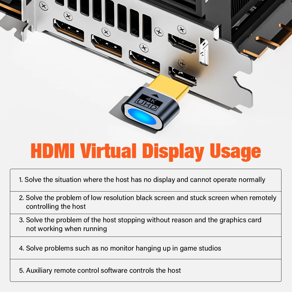 Фото HDMI-совместимая заглушка 4K HDR Виртуальный монитор Эмулятор EDID Беголовий адаптер дисплея Ghost Поддержка до 4k при 60 Гц 1080 при 120 Гц №2