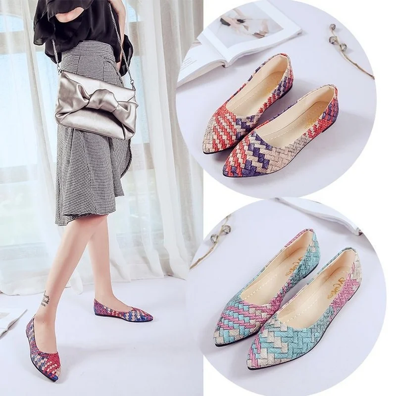

Flat bottom fashion shoes pointed toe flat heel shallow mouth four seasons shoes Korean version of casual simple women's shoes