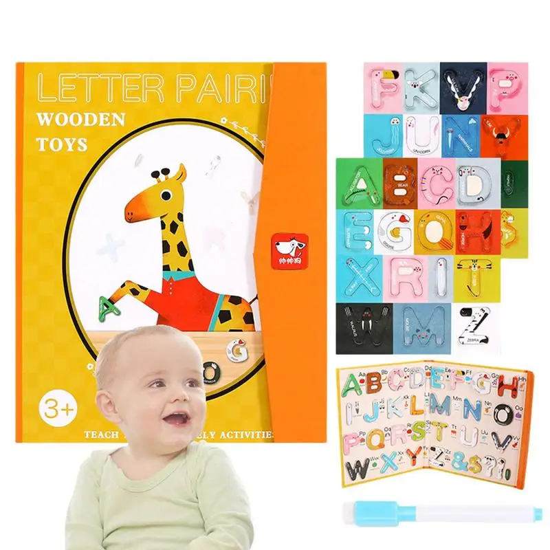 

Alphabet Puzzle Wooden Alphabet Sorting Toys Sensory Book Educational Activities Book Skills Travel Alphabet Learning Toys