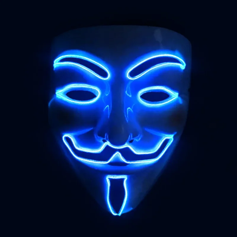 Маска для лица на Хэллоуин светодиодные маски хакеров V Vendetta маска взрослых