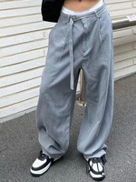 weiyao y2k bandage grey loose cargo pants casual vintage joggers harajuku fashion summer baggy trousers women pantalones hot