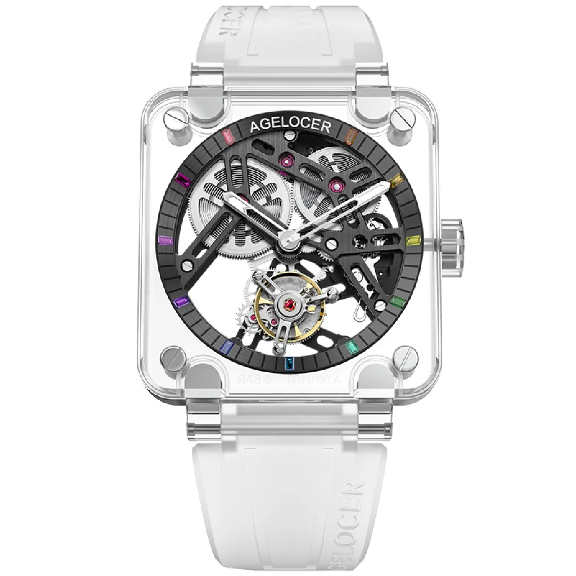 

AGELOCER Full Sapphire Crystal Gems Men's Tourbillon Watches Men Original Brand Mechanical Watch Power Reserve 80H
