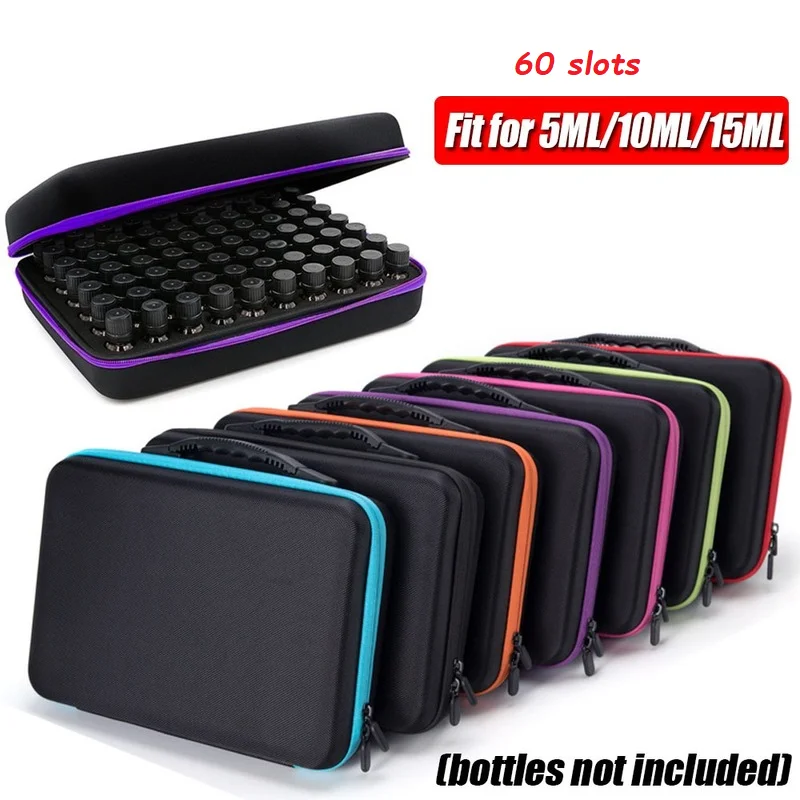 

60Slots Essential Oil Box 10-15ML Essential Oil Bottles Collecting Case Travel Portable Carrying Holder Nail Polish Storage Case