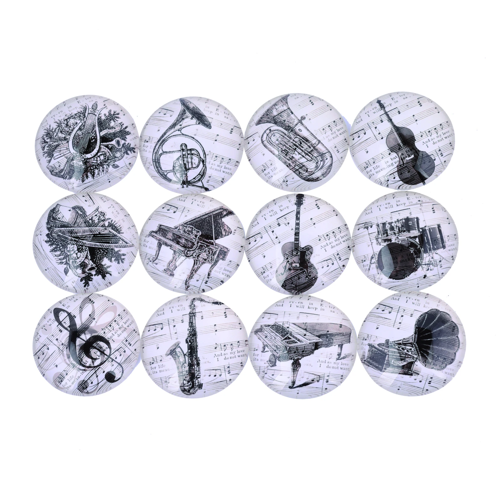 Onwear-instrumento musical vintage para hacer fotos, cabujones redondos de cristal de 12mm, 20mm, 25mm y 30mm, joyería artesanal para pendientes, colgantes