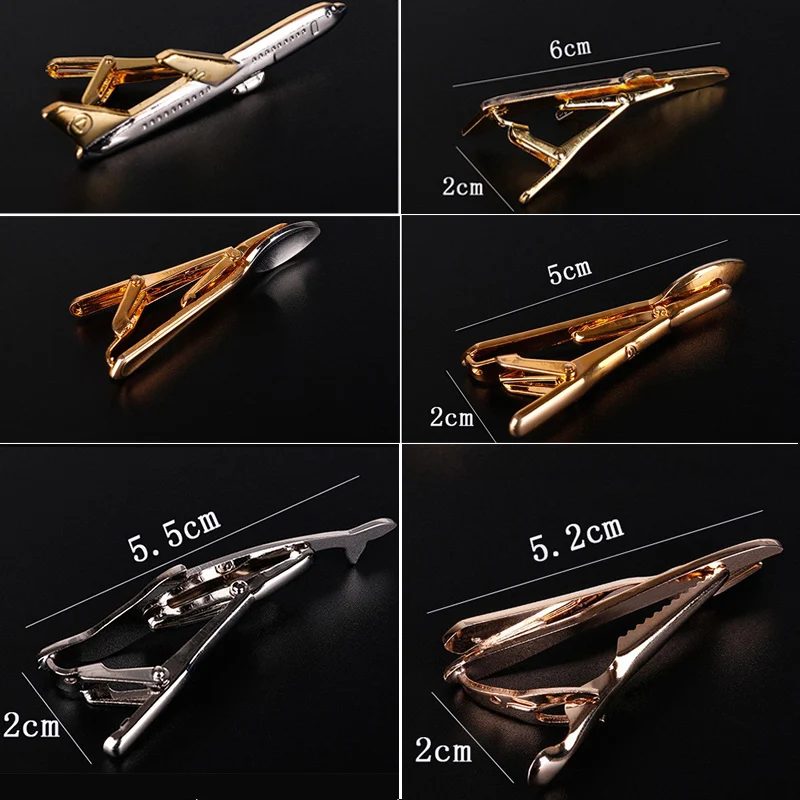 1 Pack High Quality Metal Bar Aircraft Warship Tie Clip Suit Jewelry Tie Pins Men Fashion Decoration Accessories images - 6