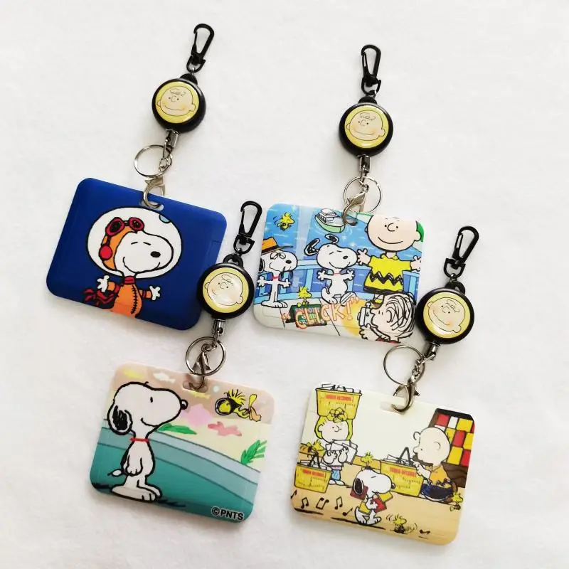 

4Styles Snoopy Charlie Id Holder Student Card Subway Card Access Control Card Kawaii Anime Anti-Lost Card Sleeve with Pendant