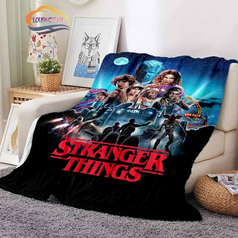 Manta de franela de la serie Stranger Things para dormitorio, sofá cama, manta suave para las cuatro estaciones, manta cómoda y ligera de viaje