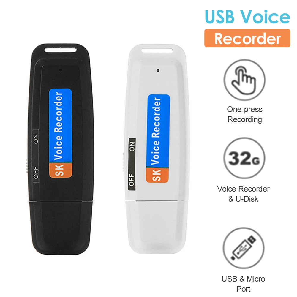 SK001 Professional Rechargeable U-Disk Portable USB Digital Audio Voice Recorder Pen Support TF Card Up to 32GB Dictaphone Flash