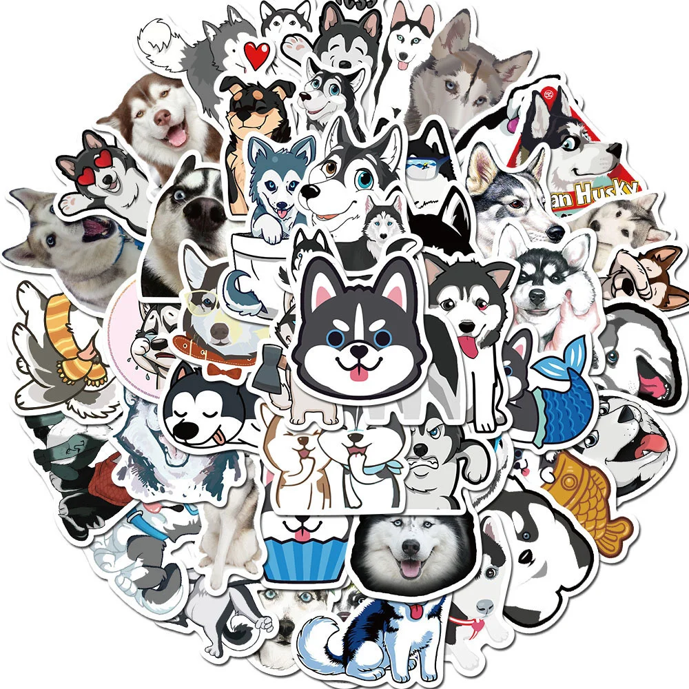 

10/30/50PCS Pet Dog Husky Cute Doodle Waterproof Sticker Refrigerator Skateboard Personalized Decoration Cartoon Trend Wholesale