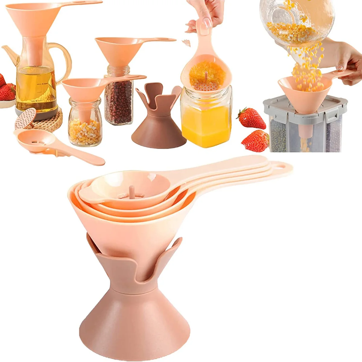 

Многофункциональная масляная Воронка 6 в 1, Съемный Многоразовый фильтр разных размеров, для жидких продуктов, вина, кухни, для дома, 1 набор