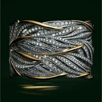 ilangirl multi layer winding zircon rings for men women luxury wedding band silvergold two tone crystal finger rings
