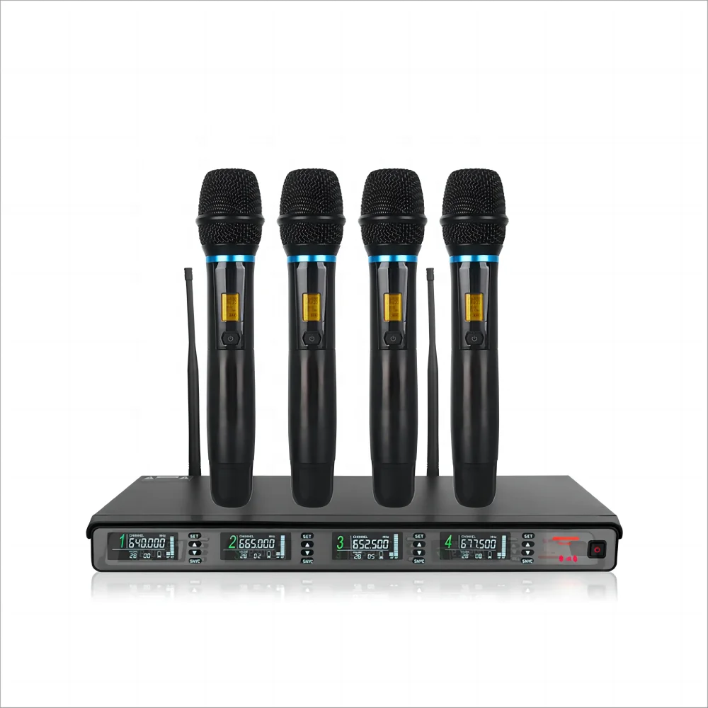 2025 профессиональный 4-канальный беспроводной микрофон УВЧ подходящий для
