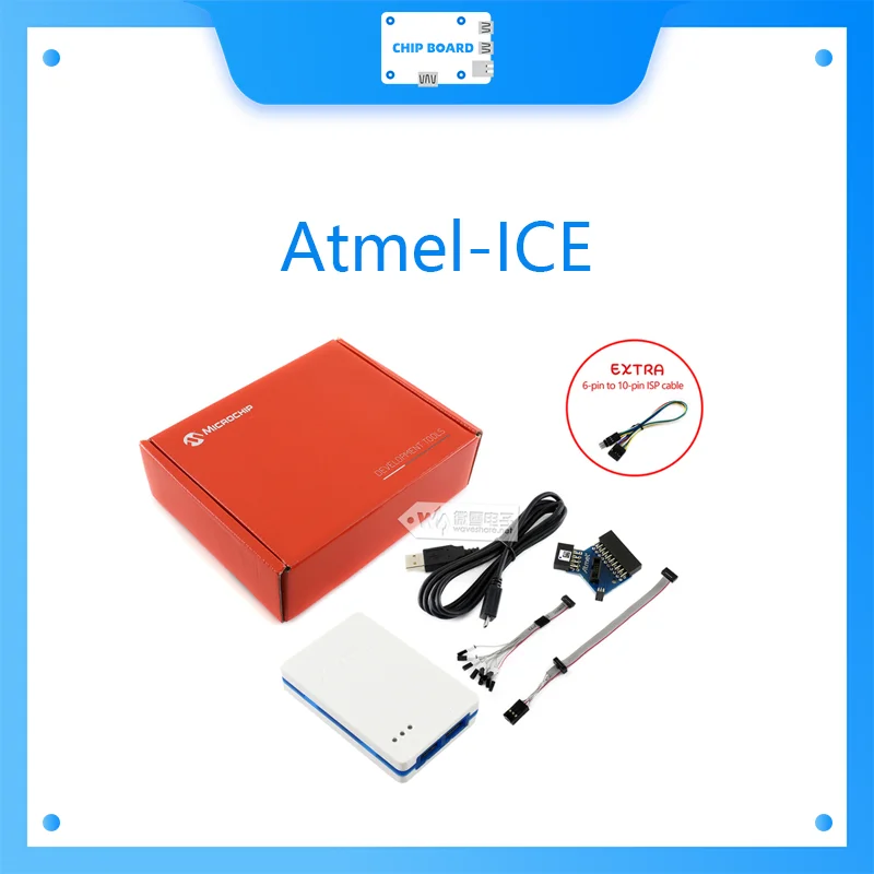 Atmel-ICE базовый комплект поставляется с дополнительным адаптером и кабелями -