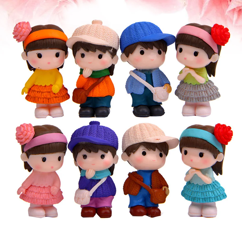 

Boy Statue Kawaii Boy And Girl Set Garden Cake Decoration 8pcs Desktop Ornament Statue Birthday Gift
