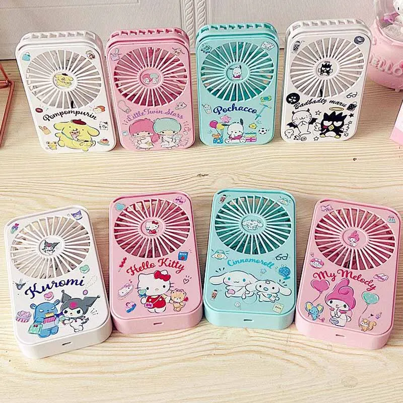 

Hellokittys Kuromi Melody Cinnamoroll Pochacco Purin Cartoon Handheld Fan Summer Portable Carry-On Office Usb Rechargeable Fans